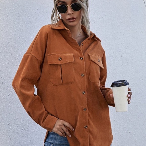 Boyfriend fit oversized shacket jacket corduroy - Picture 14 of 14